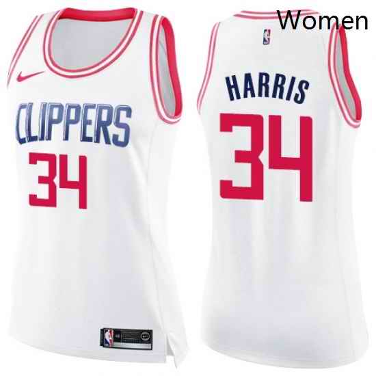 Womens Nike Los Angeles Clippers 34 Tobias Harris Swingman WhitePink Fashion NBA Jersey